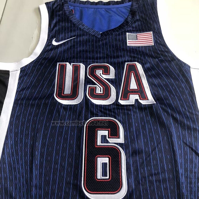 Camiseta USA 2024 LeBron James #6 Juegos Olimpicos Azul